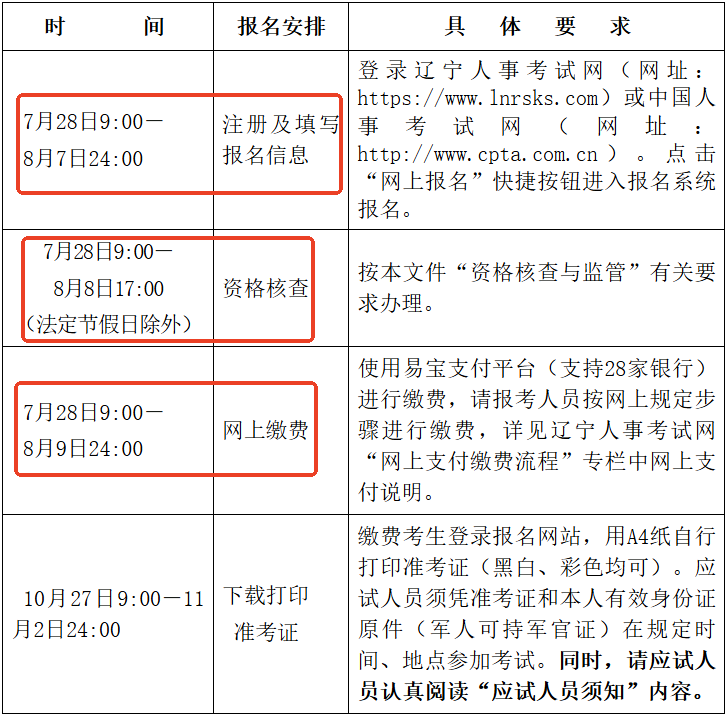 考试安排