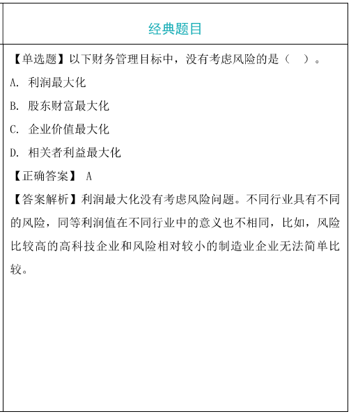 企业财务管理目标理论题目