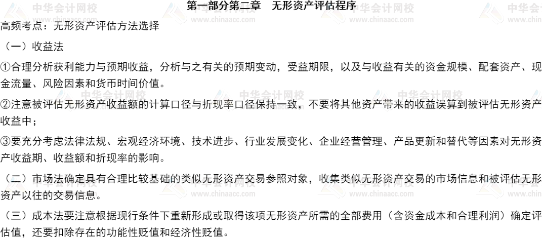 21 资产评估实务二 高频考点 无形资产评估方法选择 正保会计网校 原名中华会计网校 手机网